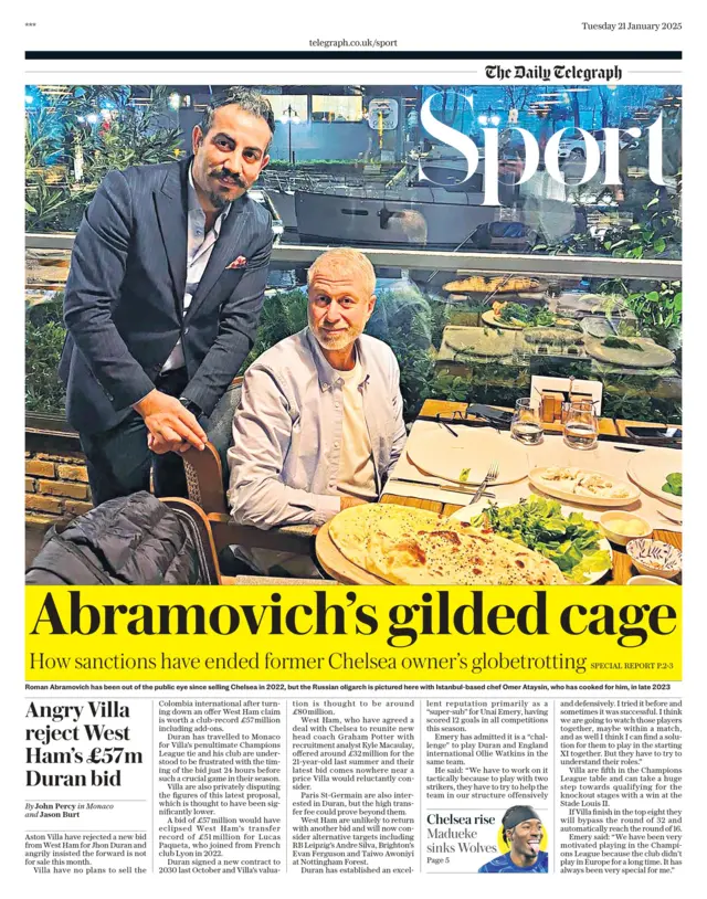 Telegraph main sports page