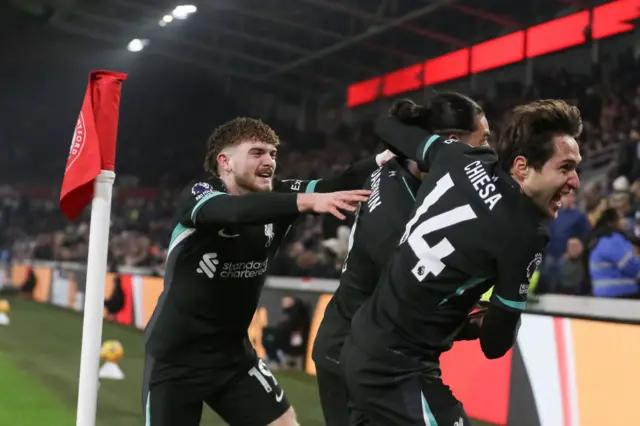 Liverpool's Harvey Elliott, Darwin Nunez and Federico Chiesa