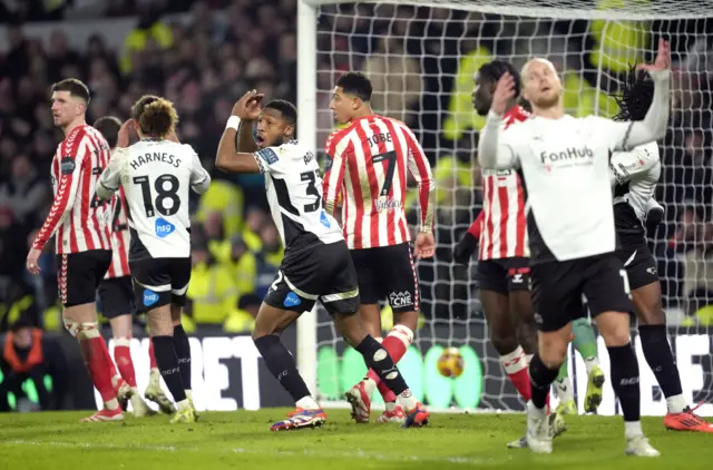 Derby County's Ebou Adams reacts to a missed chance