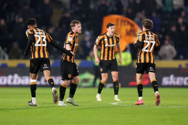 Joe Gelhardt of Hull City celebrates