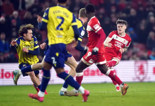 Middlesbrough's Ben Doak (right) scores