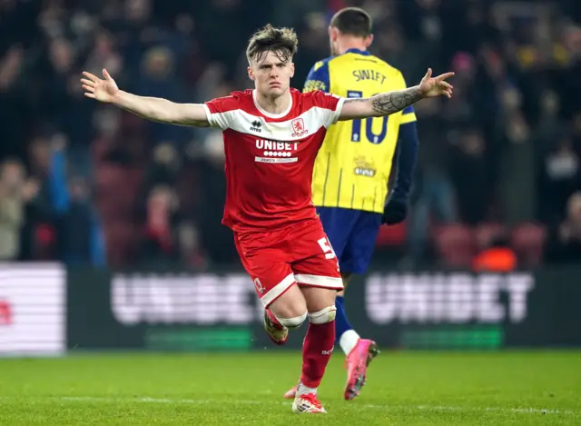 Middlesbrough's Ben Doak (right) scores