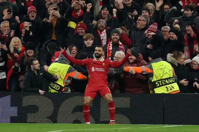 Mohamed Salah celebrates