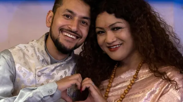 Surendra Panday (left) and Maya Gurung were the first LGBTQ couple to register their marriage in Nepal.