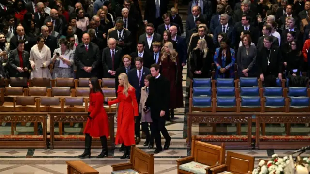 Ivanka Trump (second left), daughter of President Donald Trump, her husband Jared Kushner and their children arrive to attend the National Prayer Service at the Washington National Cathedral