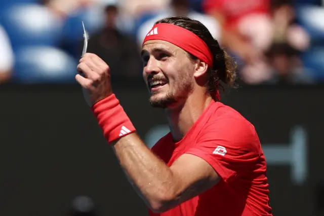 Alexander Zverev of Germany protests to chair umpire Nacho Forcadell