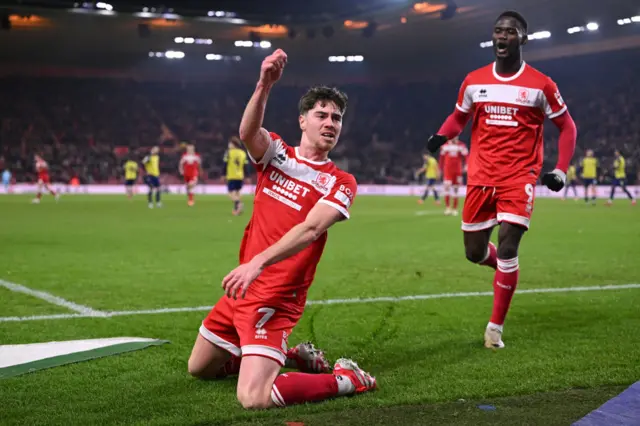 Hayden Hackney of Middlesbrough celebrates a