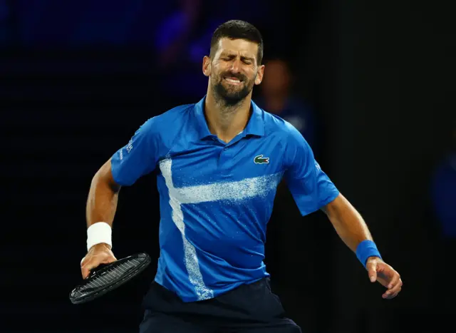 Novak Djokovic grimaces