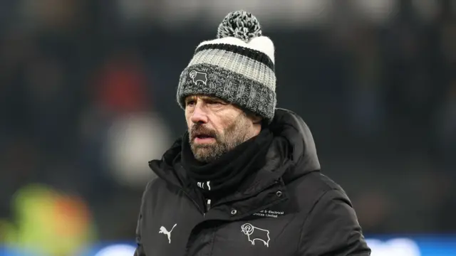 Derby boss Paul Warne during the match with Watford