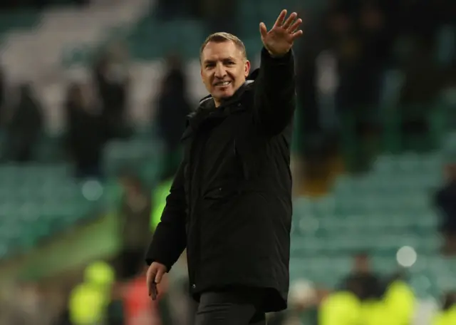 Celtic manager Brendan Rodgers waving