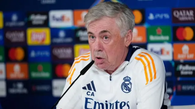 Carlo Ancelotti in his pre RB Salzburg news conference