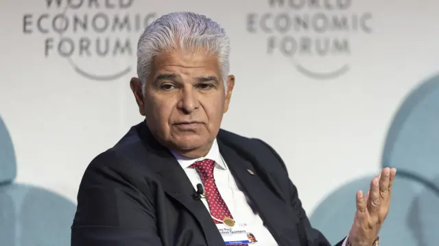 President of Panama, Jose Raul Mulino, speaks during a panel session at the World Economic Forum.