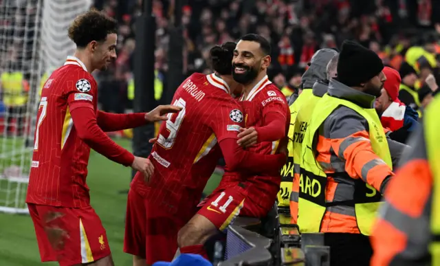 Mohamed Salah celebrates