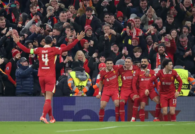 Liverpool players celebrate