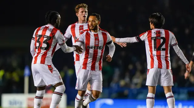 Stoke celebrate scoring