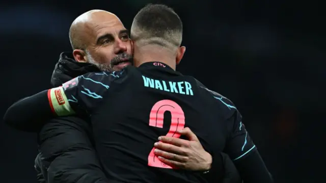 Pep Guardiola and Kyle Walker share a huge