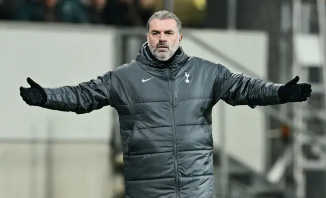 Ange Postecoglou throws his arms out wide