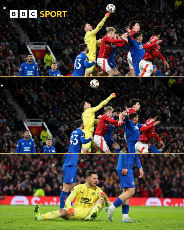 Jack Butland punches the ball into his own net