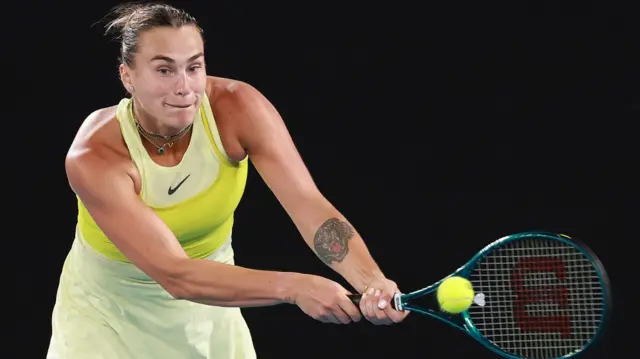 aryna sabalenka hits the ball