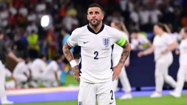 Kyle Walker looks on after England's Euro 2024 final defeat to Spain