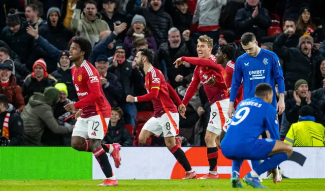 Manchester United beat Rangers 2-1 at Old Trafford