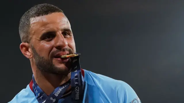 Kyle Walker with his Champions League winners medal