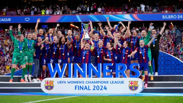 Barcelona lift the women's Champions League in 2024