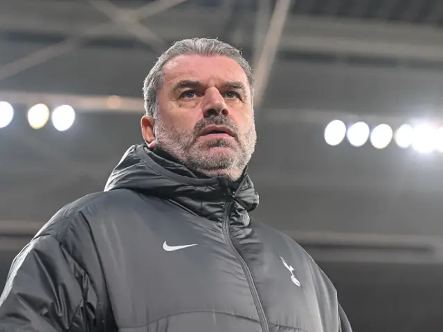 Ange Postecoglou of Tottenham Hotspur looks on