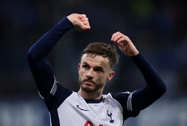 James Maddison of Tottenham Hotspur gestures