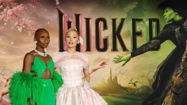 Cast members Ariana Grande and Cynthia Erivo attend a premiere for the film "Wicked" at Dorothy Chandler Pavilion in Los Angeles, California