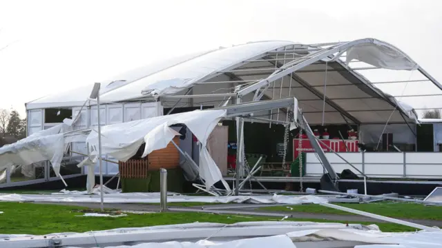 An ice skating rink is ripped apart