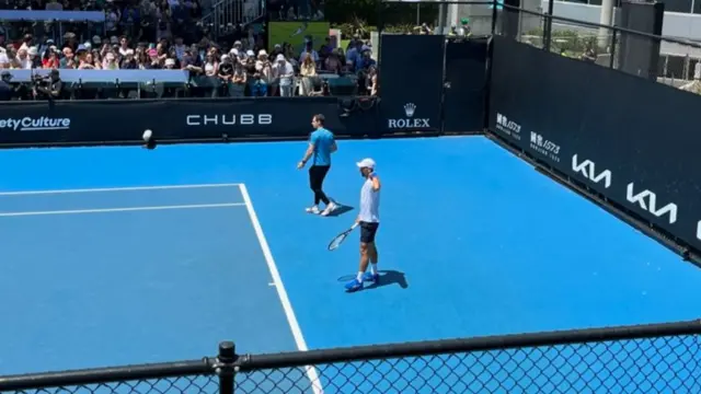 Novak Djokovic practises at the Australian Open