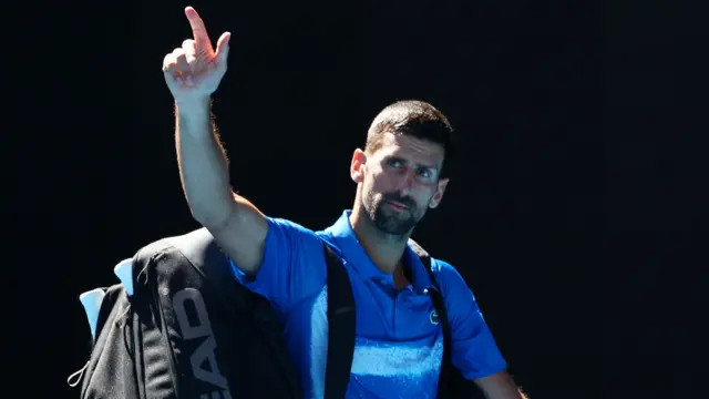 Novak Djokovic reacts