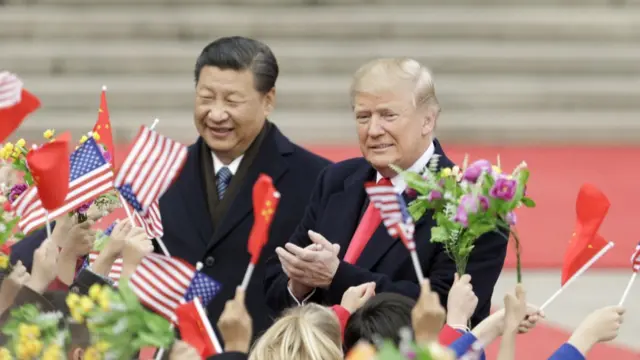 Xi Jinping and Donald Trump in Beijing in 2017