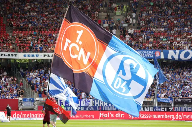 Schalke 04 and FC Nuremberg joint flag