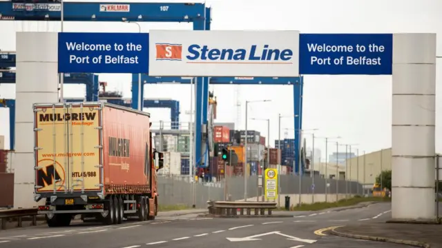 A lorry drives into the Port of Belfast (file pic)