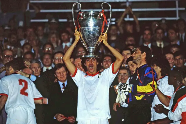 Paolo Maldini with the Champions League trophy