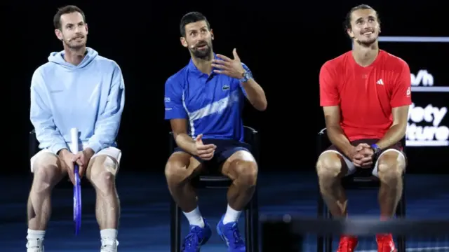 Novak Djokovic with Andy Murray and Alexander Zverev