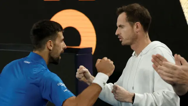 Novak Djokovic and Andy Murray clench fists