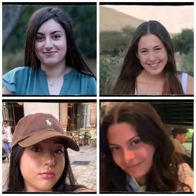 A combination picture shows Israeli hostages Karina Ariev, Naama Levy, Liri Albag and Daniela Gilboa