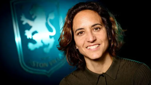 Natalia Arroyo, head coach of Aston Villa women's team, poses for a picture