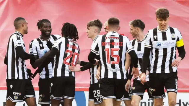 St Mirren celebrate their opening goal