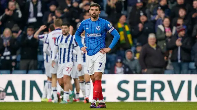 West Brom celebrate scoring against Portsmouth