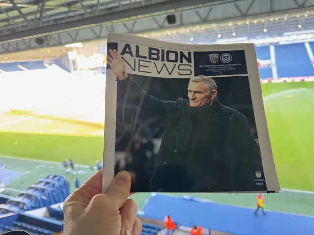 Picture of a West Brom matchday programme with Tony Mowbray on the cover