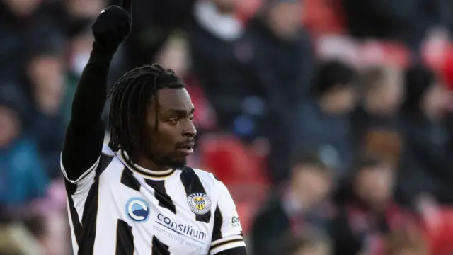 Toyosi Olusanya celebrates after scoring for St Mirren against Aberdeen