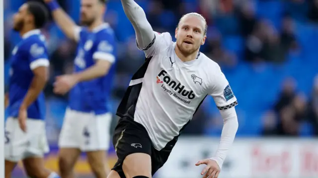 Derby celebrate goal