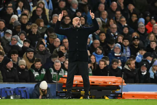 Pep Guardiola shouts instructions