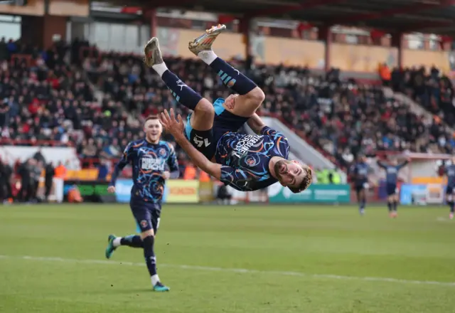 Blackpool's Tom Bloxham celebrating