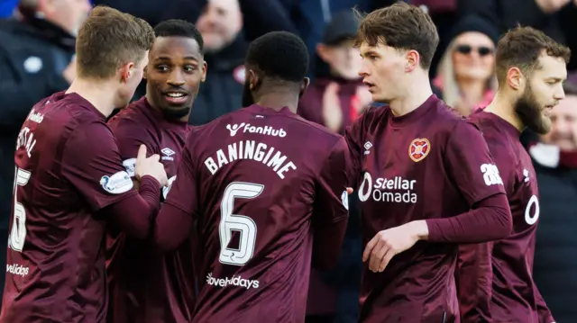 Hearts players celebrating