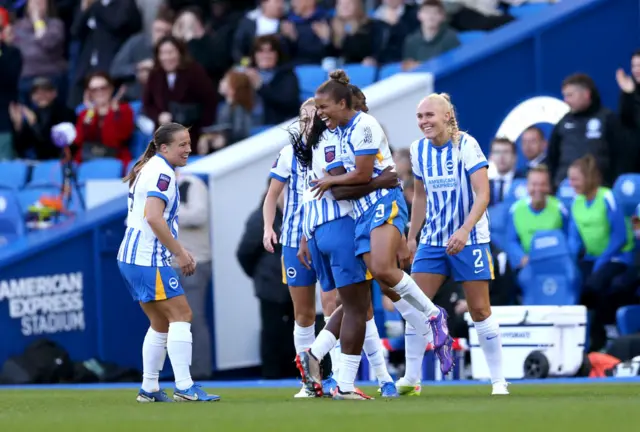 Nikita Parris celebrates her goal v Man Utd